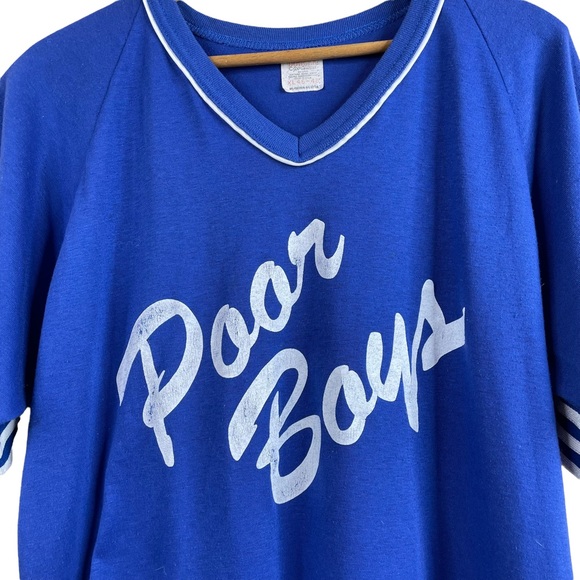 Vintage 70s Poor Boys Dodger Sportswear Blue & White Jersey Style TShirt Size XL - Picture 2 of 8